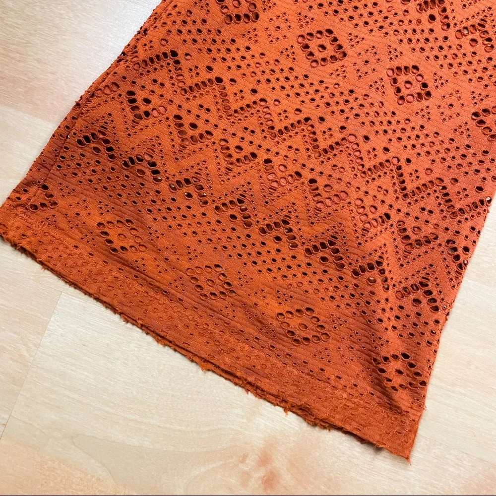American Eagle Burnt Orange Lace Wide Leg Casual Pants Womens Size L